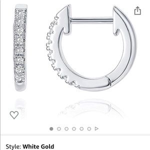 Silver small hoop earrings, with crystals